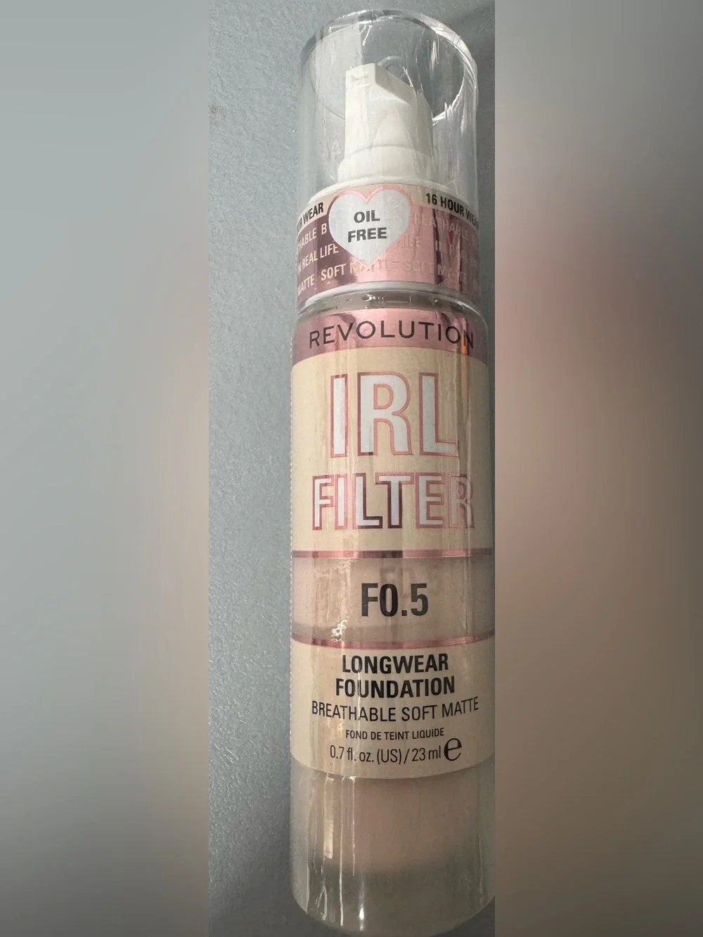 Revolution IRL Filter Longwear Foundation F0.5 - Light Neutral Beige oil free